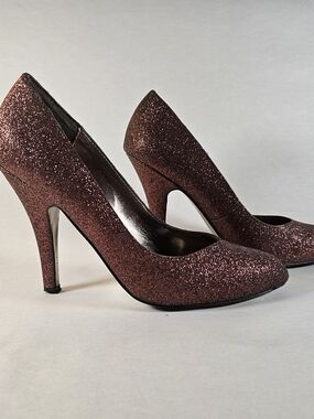dv Dolce Vita Copper Glitter Pointed-Toe High Heels Chocolate Brown